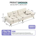 Divano Cloud a 4 posti in ciniglia beige/grigio scuro con braccioli rimovibili