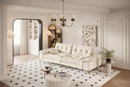 Divano Cloud a 4 posti in ciniglia beige/grigio scuro con braccioli rimovibili