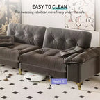 Divano Cloud a 4 posti in ciniglia beige/grigio scuro con braccioli rimovibili