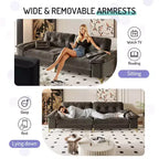 Divano Cloud a 4 posti in ciniglia beige/grigio scuro con braccioli rimovibili
