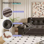 Divano Cloud a 4 posti in ciniglia beige/grigio scuro con braccioli rimovibili
