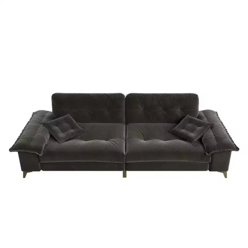 Divano Cloud a 4 posti in ciniglia beige/grigio scuro con braccioli rimovibili
