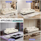 Divano Cloud a 4 posti in ciniglia beige/grigio scuro con braccioli rimovibili