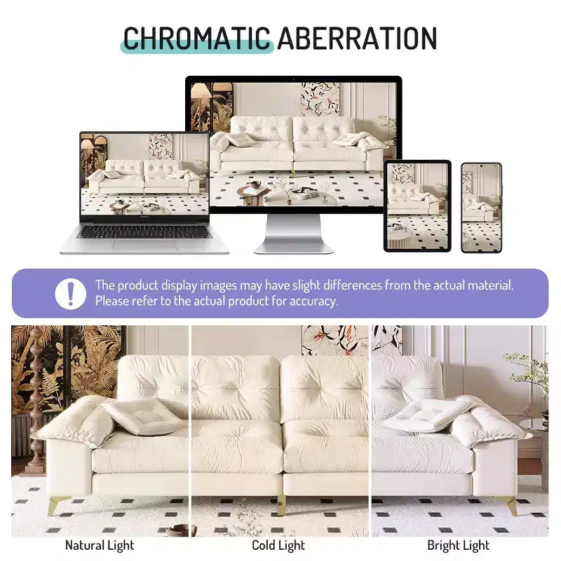 Divano Cloud a 4 posti in ciniglia beige/grigio scuro con braccioli rimovibili