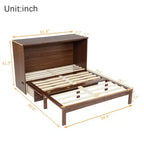Letto a scomparsa matrimoniale una piazza e mezza (queen) Espresso/Noce con pannello in rattan - 1 persona
