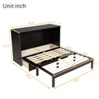 Letto a scomparsa matrimoniale una piazza e mezza (queen) Espresso/Noce con pannello in rattan - 1 persona