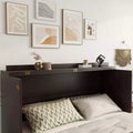 Queen Murphy Bed Frame with USB Port and Storage Drawer for Bedroom Guest Room, Rattan Decoration Pine Wood Bed