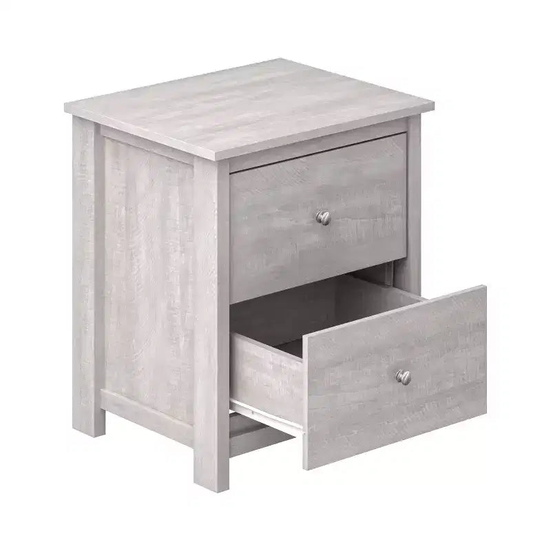 Comodino a 2 cassetti in rovere nero/rovere grigio polvere/rovere nodoso, set da 2