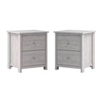 Comodino a 2 cassetti in rovere nero/rovere grigio polvere/rovere nodoso, set da 2