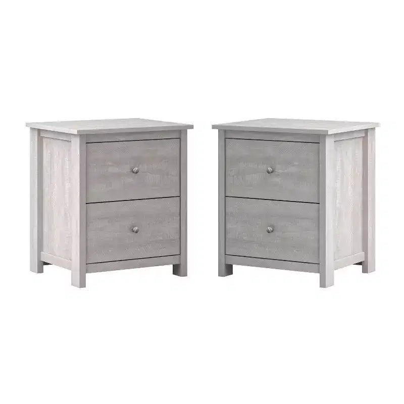 Comodino a 2 cassetti in rovere nero/rovere grigio polvere/rovere nodoso, set da 2