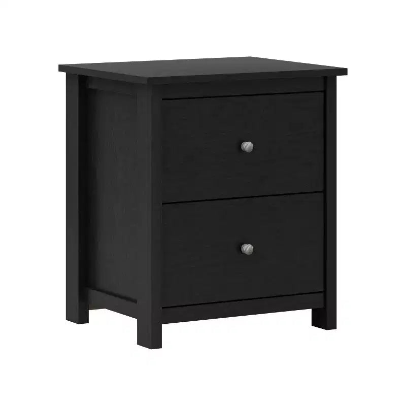 Comodino a 2 cassetti in rovere nero/rovere grigio polvere/rovere nodoso, set da 2