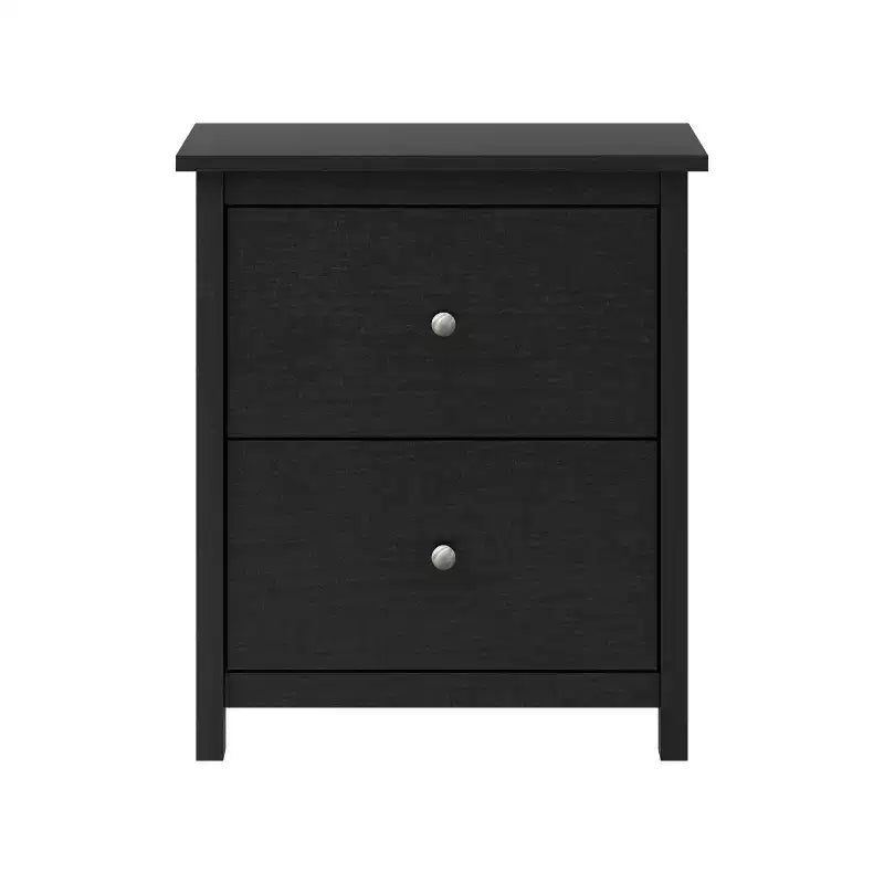 Comodino a 2 cassetti in rovere nero/rovere grigio polvere/rovere nodoso, set da 2