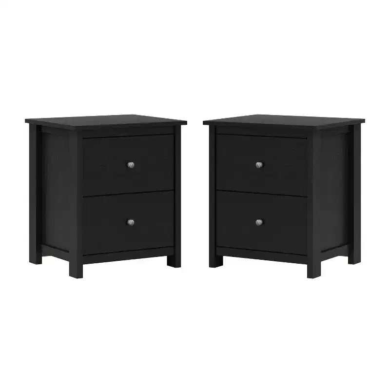 Comodino a 2 cassetti in rovere nero/rovere grigio polvere/rovere nodoso, set da 2