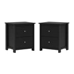 Comodino a 2 cassetti in rovere nero/rovere grigio polvere/rovere nodoso, set da 2