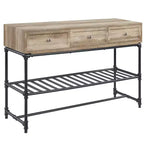 Brantley 47" Accent Tables Oak and Sandy Black - Acme Furniture: 3-Drawer, Metal Frame, Wood Composite Top