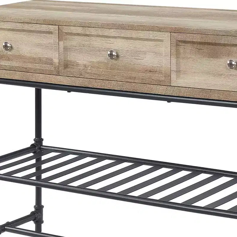 Tavolino nero e beige, 3 cassetti, per 1 persona