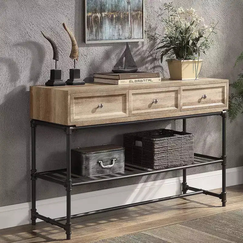 Tavolino nero e beige, 3 cassetti, per 1 persona