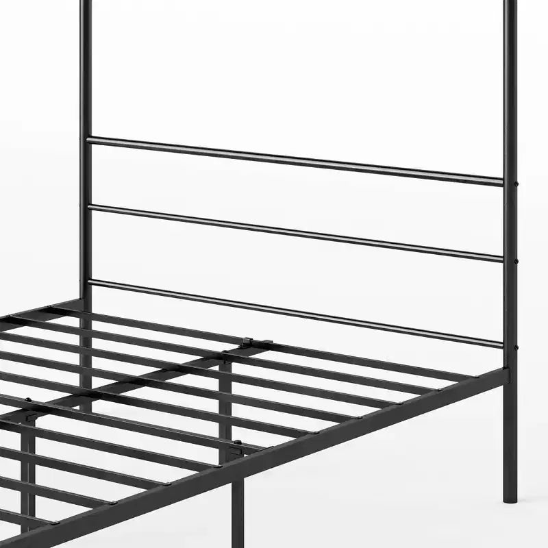 Struttura letto a piattaforma in metallo con baldacchino nero – Una piazza e mezza / Matrimoniale, 1-2 persone