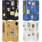 4 Panels Room Divider Folding Screen Pegboard Insert 71 Inches Tall