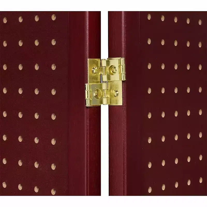 Paravento pieghevole a 4 pannelli in pegboard, nero/naturale/rosso/bianco – monouso