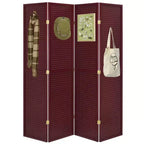 Paravento pieghevole a 4 pannelli in pegboard, nero/naturale/rosso/bianco – monouso