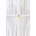 Paravento pieghevole a 4 pannelli in pegboard, nero/naturale/rosso/bianco – monouso