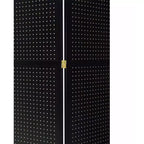 Paravento pieghevole a 4 pannelli in pegboard, nero/naturale/rosso/bianco – monouso