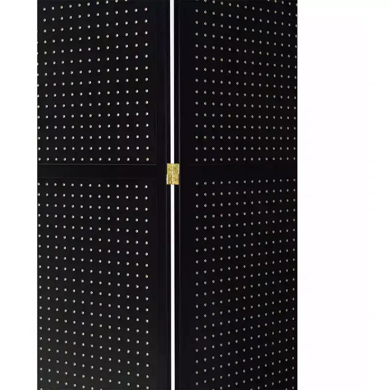 Paravento pieghevole a 4 pannelli in pegboard, nero/naturale/rosso/bianco – monouso