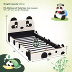 Struttura letto imbottita Black & White Panda per bambini, singola, per 1 bambino