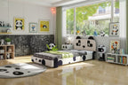 Struttura letto imbottita Black & White Panda per bambini, singola, per 1 bambino
