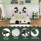 Struttura letto imbottita Black & White Panda per bambini, singola, per 1 bambino