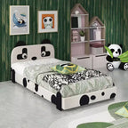 Struttura letto imbottita Black & White Panda per bambini, singola, per 1 bambino