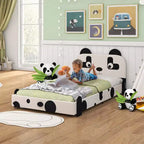 Struttura letto imbottita Black & White Panda per bambini, singola, per 1 bambino